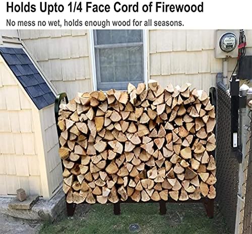 Firewood Rack Stand 4ft Heavy Duty Logs Holder for Outdoor Indoor Fireplace Metal Wood Pile Storage Stacker Organizer, Matte Black