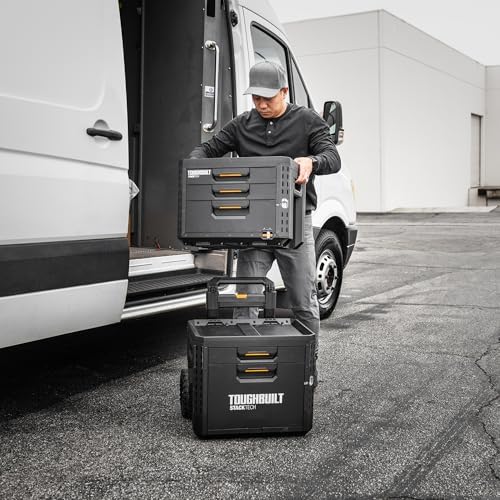 ToughBuilt StackTech 2 Drawer Rolling Locking Tool Box, 240 lb Capacity
