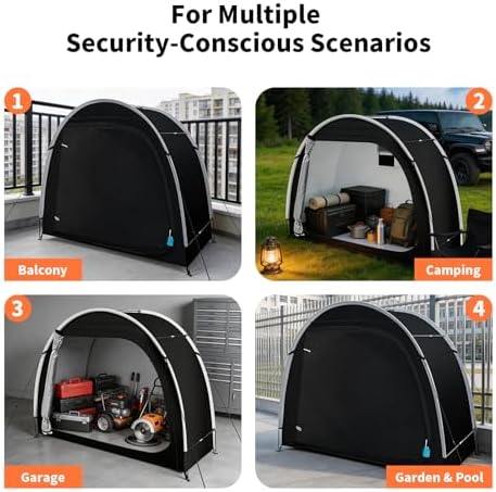 Anti-Theft Bike Storage Tent, PU5000 Waterproof Shed for 2 Bikes