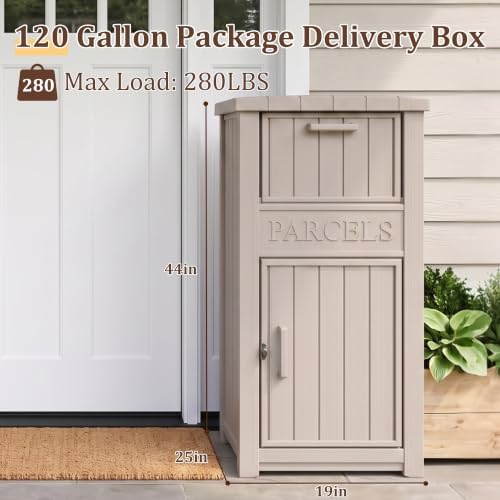 Package Delivery Boxes for Outside, 120 Gallon Outdoor Storage Box