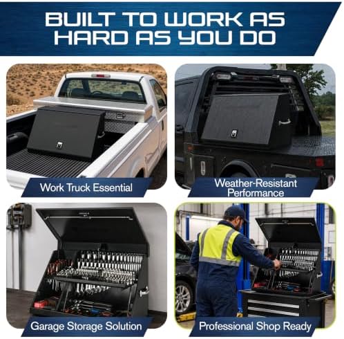 Montezuma – XL450B – 36-Inch Portable TRIANGLE Toolbox – Multi-Tier Design – 16-Gauge Construction – SAE and Metric Tool Chest – Weather-Resistant Toolbox – Lock and Latching System, Black