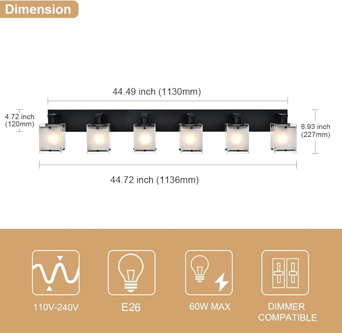 WINSHEN Bathroom Vanity Light Fixture, 6-Lights Modern Vanity Lighting Over