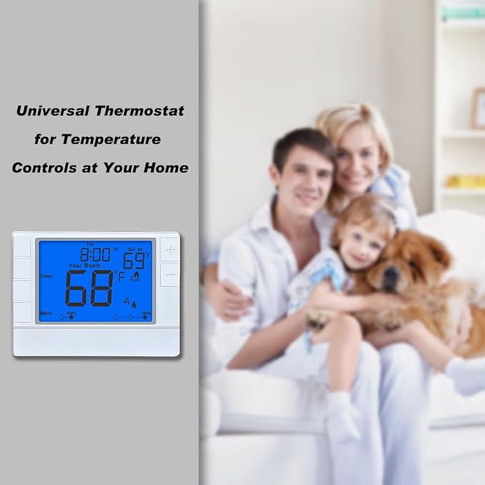 Thermostat for Home, Premium Heat Pump Room Temperature Controller,