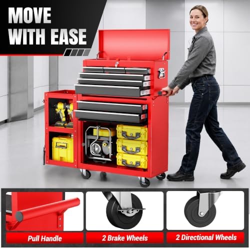 LDHTHOPI 8-Drawer Rolling Tool Chest, 3-in-1 Modular Tool Box