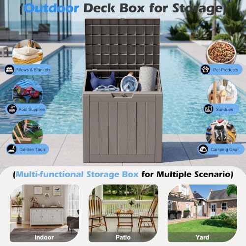 Outdoor Storage Box Waterproof, 35 Gallon Deck Box for Patio Storage