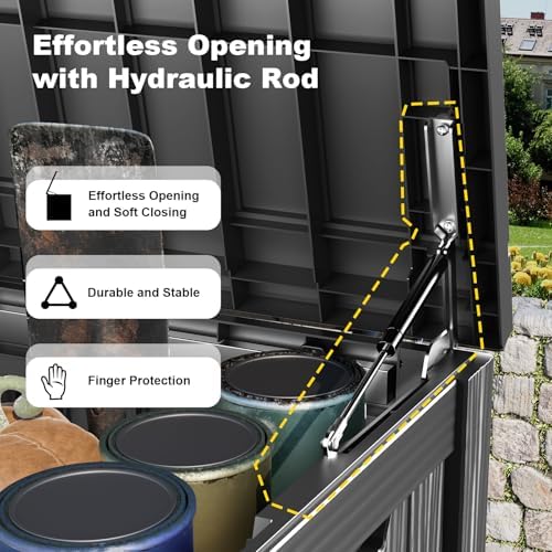 180 Gallon Resin Deck Box, Outdoor Storage Box, Waterproof UV Resistant，Weatherproof Organizer for Patio Furniture Cushions, Pool Accessories, Garden Tools, Indoor & Outdoor Use, Black