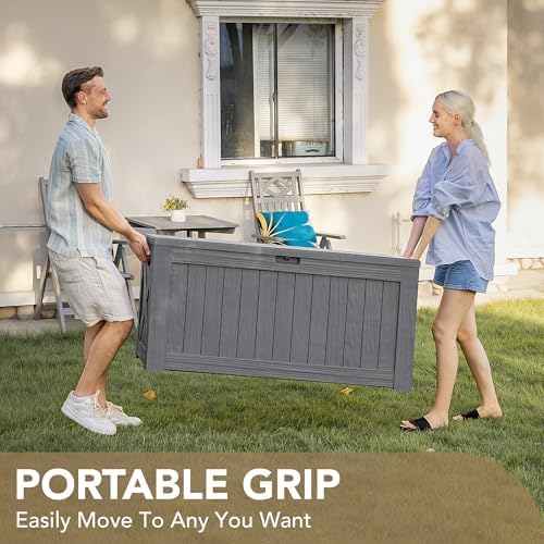Devoko 120 Gallon Deck Box Resin Outdoor Storage Box Waterproof