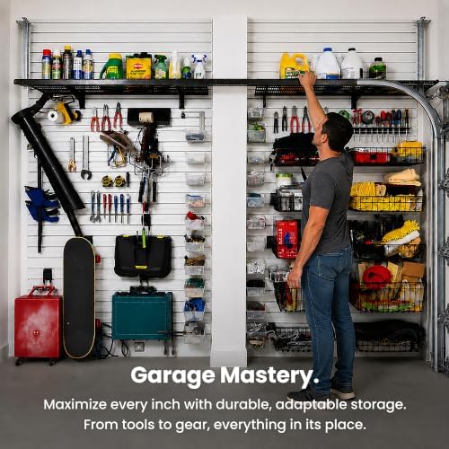 DLDIRECT DiamondLife Aluminum Slatwall Panel Garage Wall Organizer Heavy Duty Wall Mounted Slat Wall Rack, Interlocking Paneling for Garage Wall Slat Board Storage System - Black (2'H x 4'W)