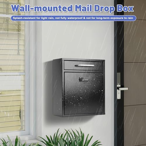 KYODOLED Mailbox for Outside, Combination Lock, Drop Box, 12 in, Black