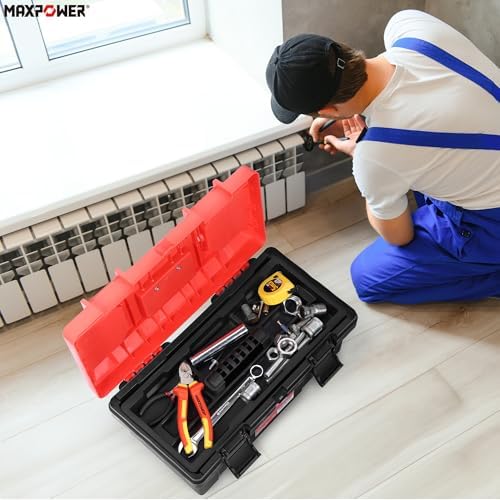 MAXPOWER 17 inch Tool Box, Small Plastic Toolbox with Handle