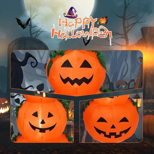 6FT H Halloween Inflatable Stacked Pumpkins Blow up Pumpkin Stacked with Build-in LED Lights, Blow up 3 Pumpkins Inflatable Outdoor Indoor Decorations Large Party Yard Decoration