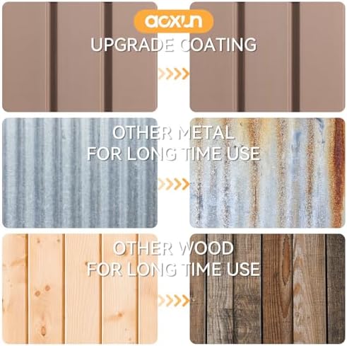 Aoxun 6x4 FT Metal Outdoor Steel Shed Brown