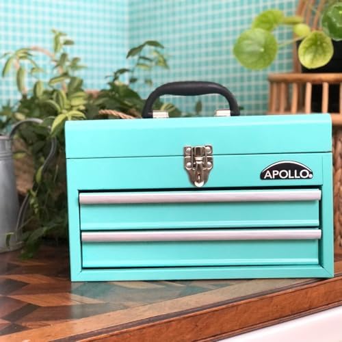 Apollo Tools 14 Inch Steel Tool Box, Aqua Green DT5010-GR