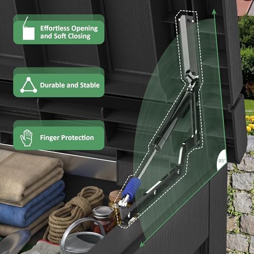 PatioZen 310 Gallon Deck Box Lockable Waterproof UV Resistant Black