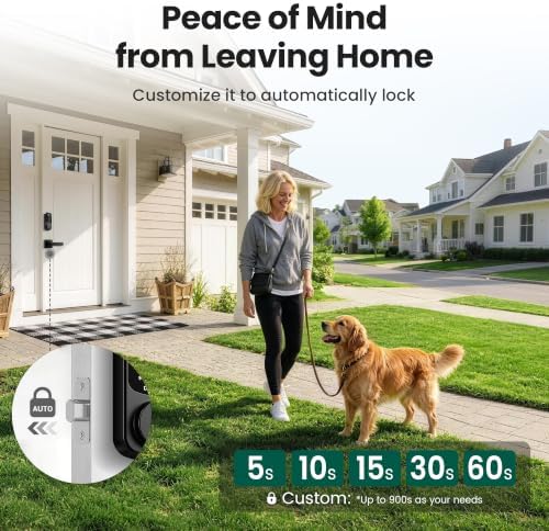 DESLOC B200 Fingerprint Smart Lock with 2 Lever Handles Set,Front Door Lock