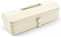 milky white portable metal tool box Hip Roof Style with Metal Latch Closure Tool Chest for Household Workshop Car,14.2"