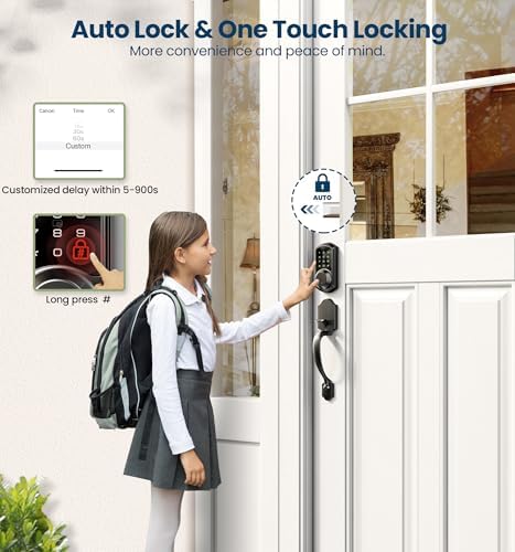 Veise VE06-H Smart Front Door Lock Handle Set, App Control, Matte Black