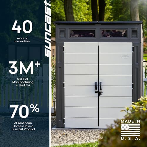 Suncast 6' x 5' Modernist Storage Shed, 200 Cu Ft, Lockable, Peppercorn