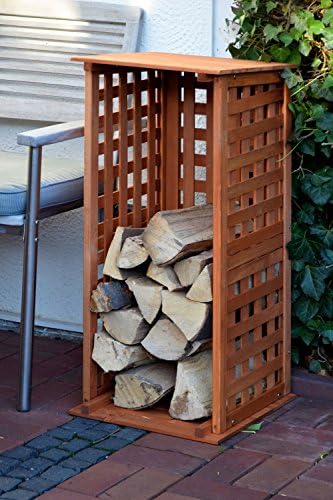 Dobar® Green Label 29097 FSC Firewood Rack - Compact Solid Wood Firewood Shelter, 0.08 m³, 39 x 39 x 85 cm, Brown
