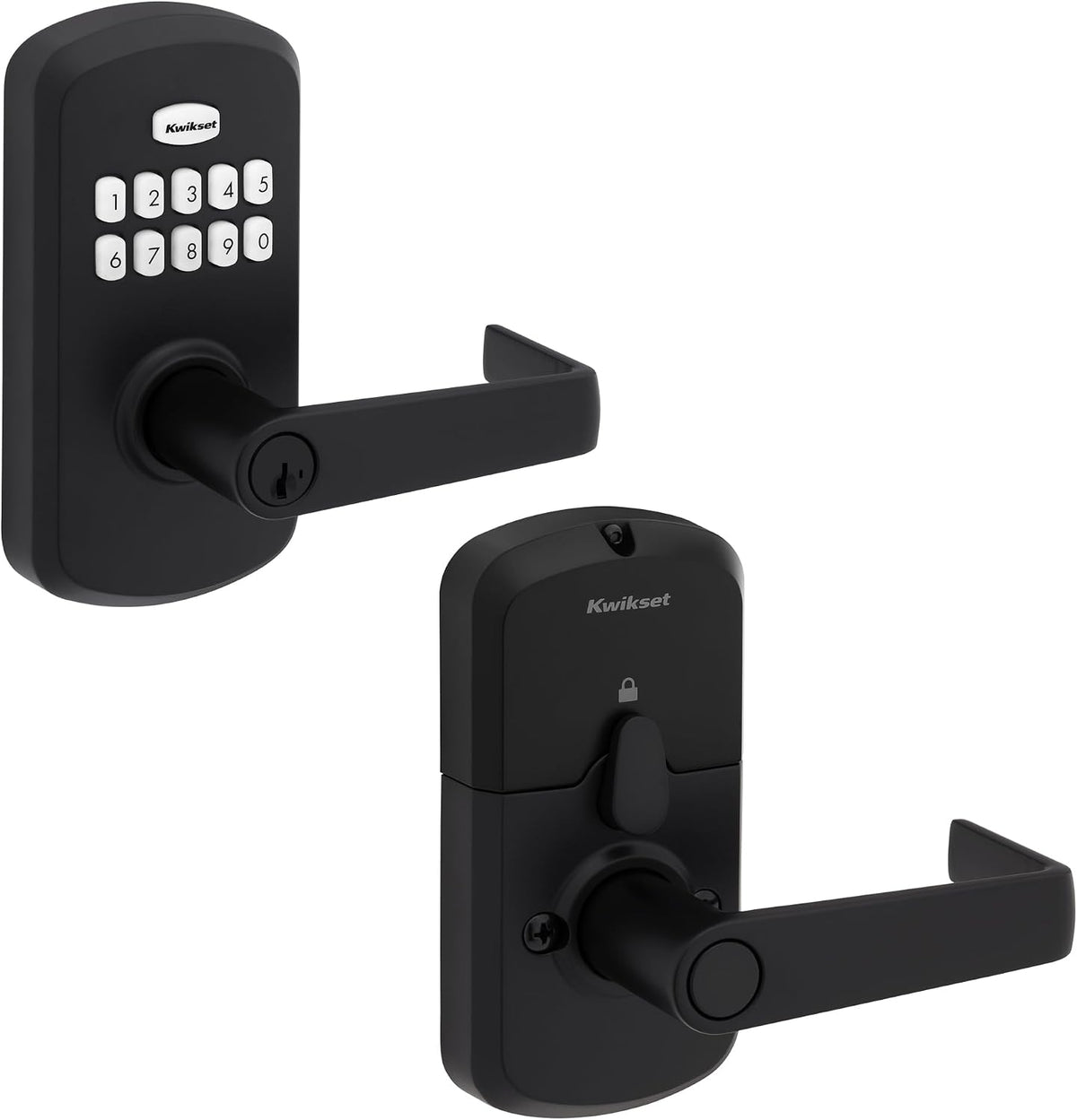 Kwikset SmartCode 955 Kingston SC1-Keyway Light Commercial 10-Button Keypad Matte Black Electronic Lever, with Convenient Keyless Entry, 3-Year Battery Life, High Traffic Durability