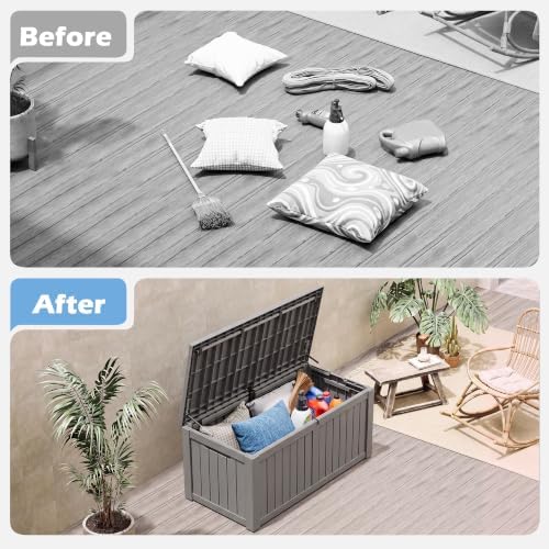 Outdoor Storage Box Waterproof, 155 Gallon Deck Box For Patio Storage