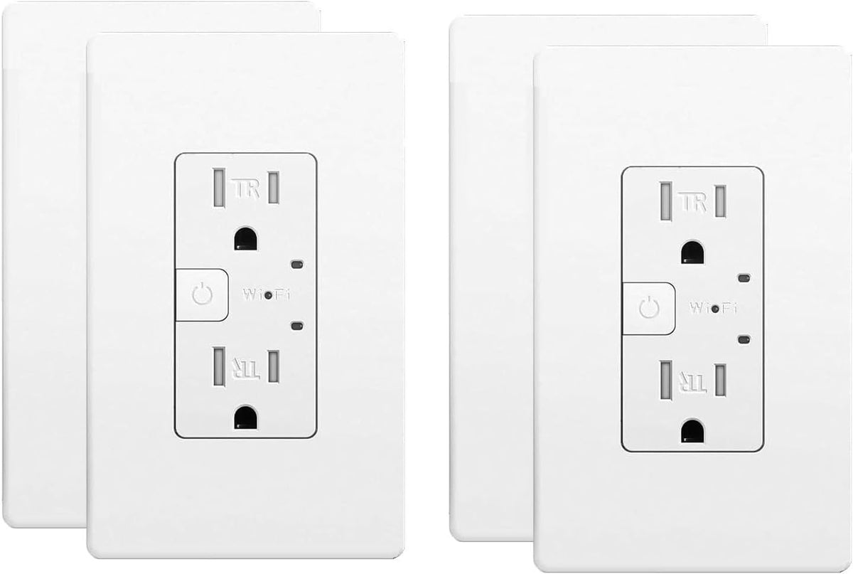 Smart in-Wall Outlet, Matter Smart Socket, 15A Smart Charger, Voice Control (4Pack)