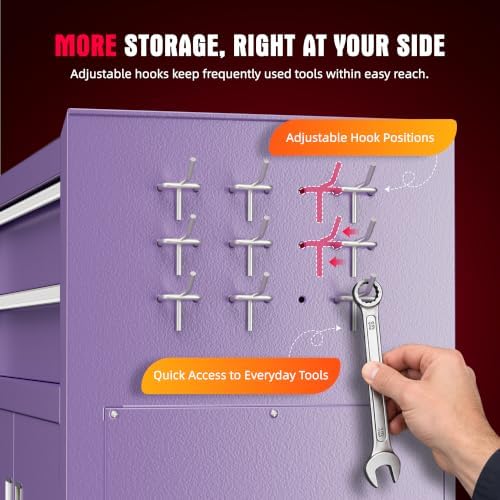 Bonusall 8 Drawer Rolling Tool Chest and Cabinet Combo,Heavy-Duty Metal Garage Tool Chest with Wheels and 2 Doors,2-in-1 Top Box and Roller Cabinet Combo for Garage, Workshop, Warehouse-Purple