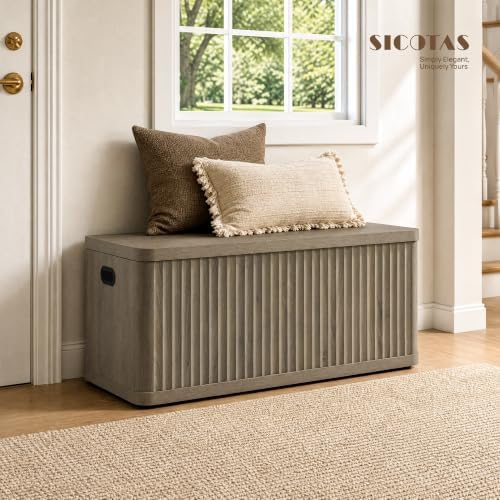 SICOTAS Storage Bench 40.2" Wide Shoe Bench with Lift Top Large Wooden Storage Chest Trunk Modern Blanket Chest with 2 Safety Hinges & Seating for Bedroom Entryway Living Room Hallway