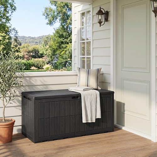 Tangkula 100 Gallon Outdoor Storage Box with Lockable Lid