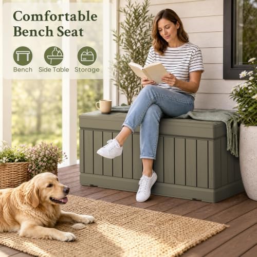 Devoko 78 Gallon Deck Box, Waterproof Resin Outdoor Storage Box
