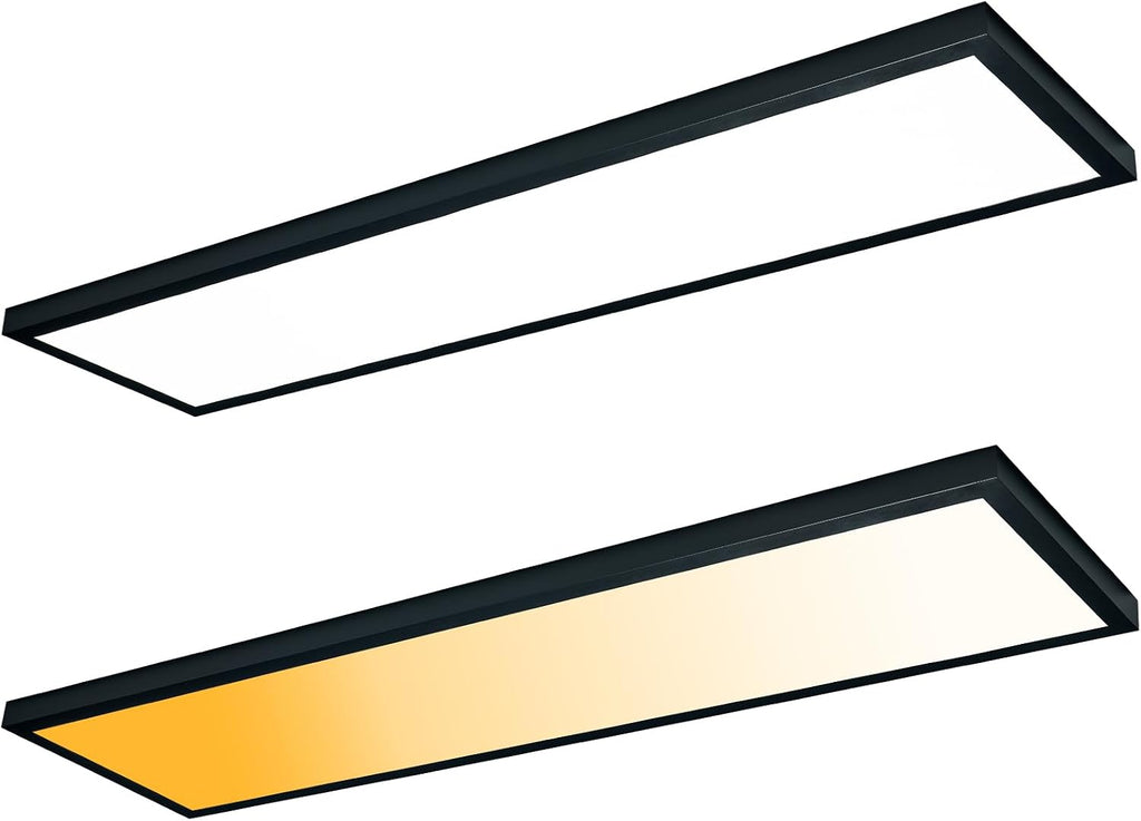 Mcacggo Black 1x4 LED Flat Panel Light Surface Mount, 5000K-4000K-3000K (2 Pack)