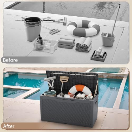 Devoko 100 Gallon Deck Box Waterproof Outdoor Storage Box with Cushion