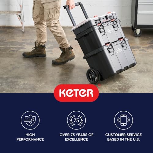 Keter Stack N Rolling Tool Box Modular Storage System 3 Piece