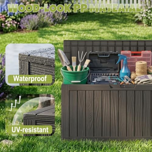 145 Gallon Outdoor Storage Box Waterproof Deck Box with Wheels, Black