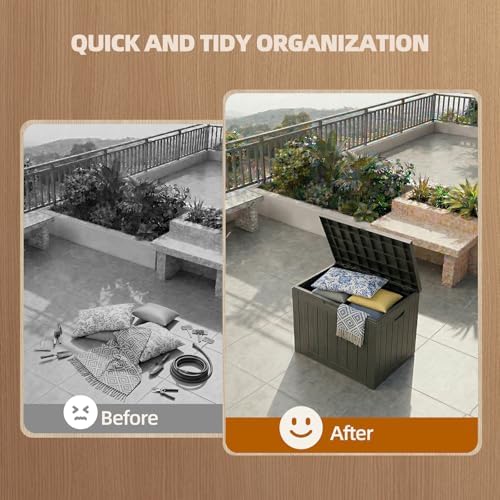 EFU Outdoor Storage Box 45 Gallon Deck Box, Waterproof Resin