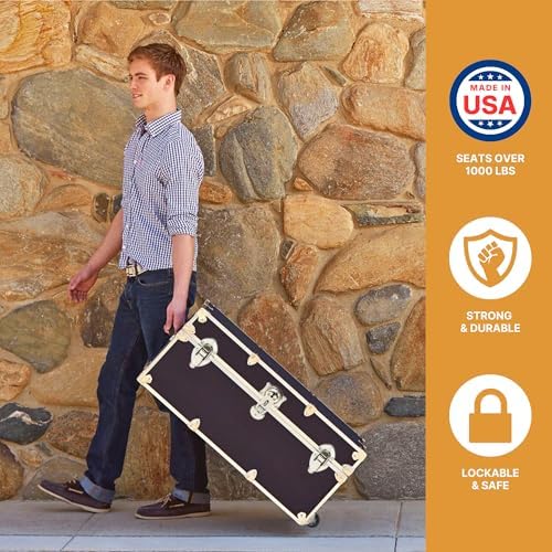 Rhino Small Essential Trunk with Wheels, Camp Footlocker, Dorm Storage
