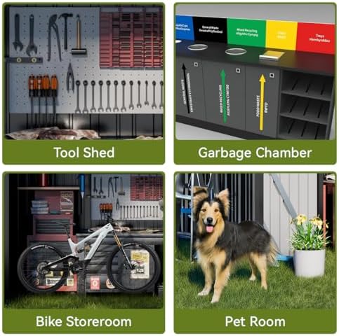 COMHOMA Shed Outdoor Storage Shed Metal,Lockable Doors Tool Sheds with Sloping Roof,Steel Garden Shed with Air Vent for Backyard,Patio,Lawn,Poolside(Grey,8'x6')