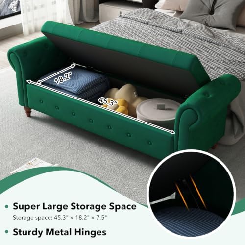 Storage Bench, End of Bed Bench with Pull Ring Design