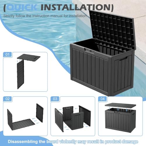 Outdoor Storage Box Waterproof, 45 Gallon Deck Box for Patio Storage