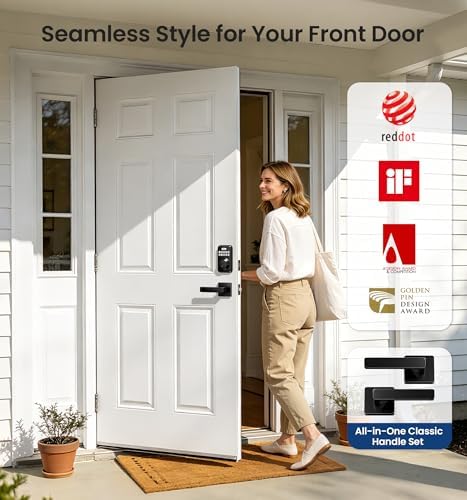 Veise DK01-B Keyless Entry Deadbolt Lock with Handle Set, Matte Black