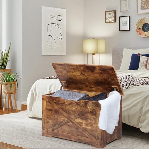 Timberer 31.5" Storage Chest, Wooden Storage Bench, Entryway Shoes Bench