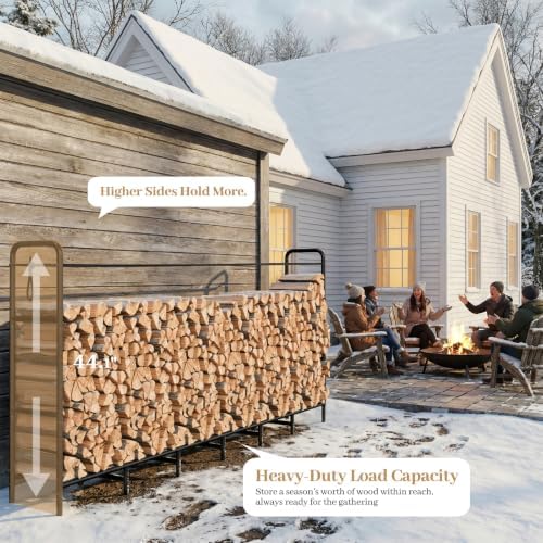 Firewood Rack 8FT Heavy Duty Metal Log Holder Stand for Fireplace