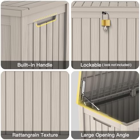 Mars Villa Deck Box, Outdoor Storage Box Waterproof, 150 Gallon, Grey