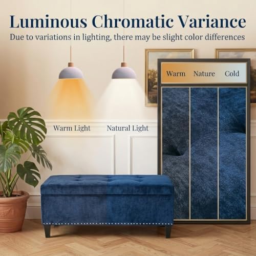 Joveco 41" Storage Bench,Tufted Fabric Storage Ottoman with Hinge and Legs
