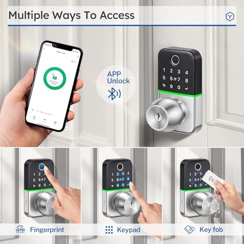 Keypad Smart Door Lock with Knob: Kucacci Keyless Entry Fingerprint Lock