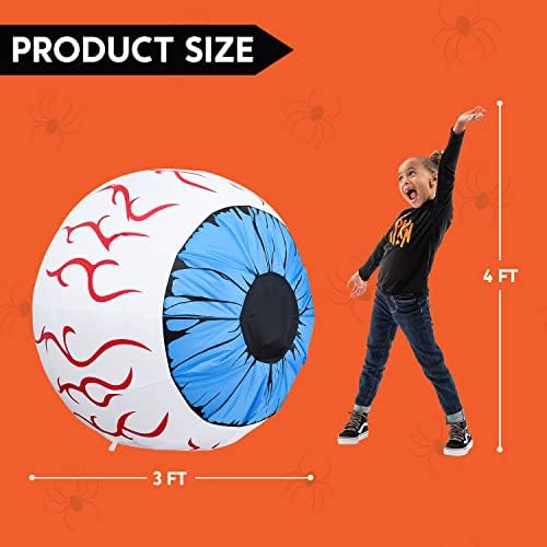 Joiedomi 3Ft Halloween Inflatable Large Set of Eyes, Light Up Eyeball with Build-in LEDs, Blow Up Inflatable for Halloween Party Indoor, Outdoor, Yard, Garden, Lawn Decorations for Yard (Blue)