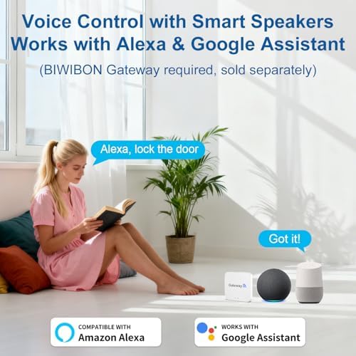 BIWIBON Fingerprint Door Lock, Fingerprint Door Knob with 5 Unlock Options