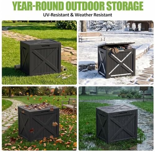 ROJIK 56 Gal Waterproof Deck Box, Compact Outdoor Storage Box, Black