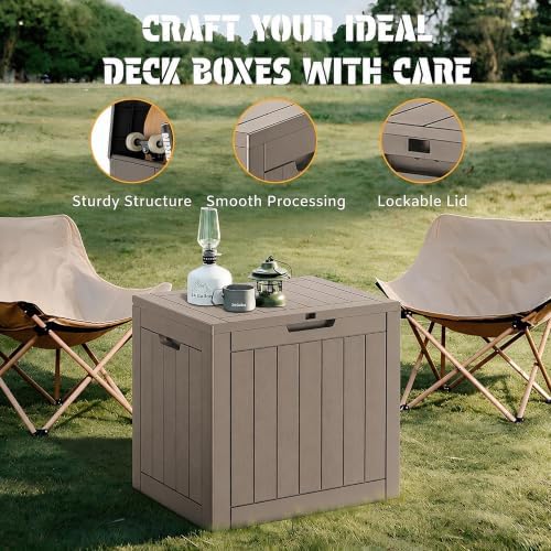 NUNU LAB 34 Gal Outdoor Storage Box Waterproof Lockable,Deck Box,Grey