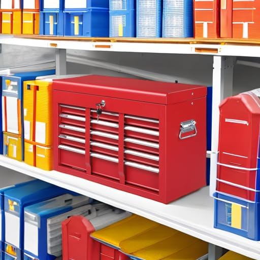 Winado 24" Metal Portable Tool Box with 5 Drawers, Lockable, Red
